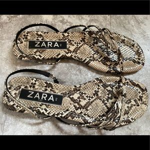 Zara, Trafuluc Line, Size 40 euro / Size 9 US, Black & Tan snake/alligator print